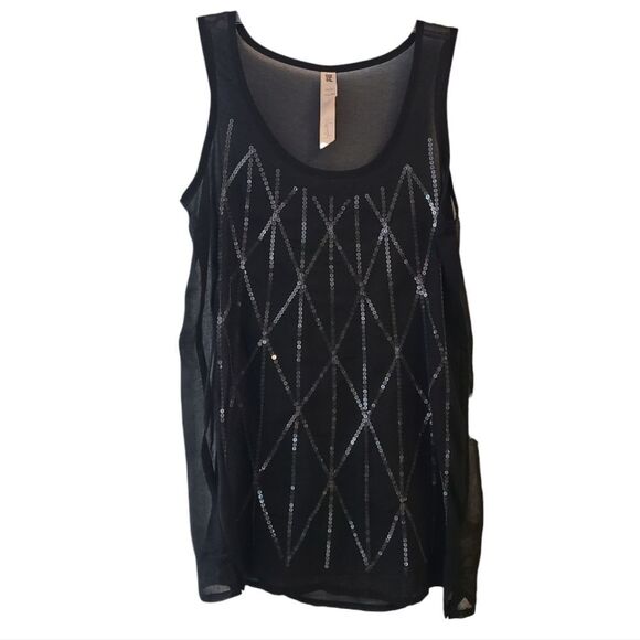 Kersh Sheer Black Sequin Sleeveless Blouse - Picture 2 of 9
